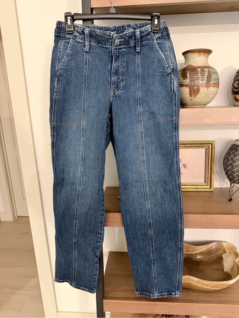 Old Navy Women’s Relaxed Panel-Seam Blue Jeans